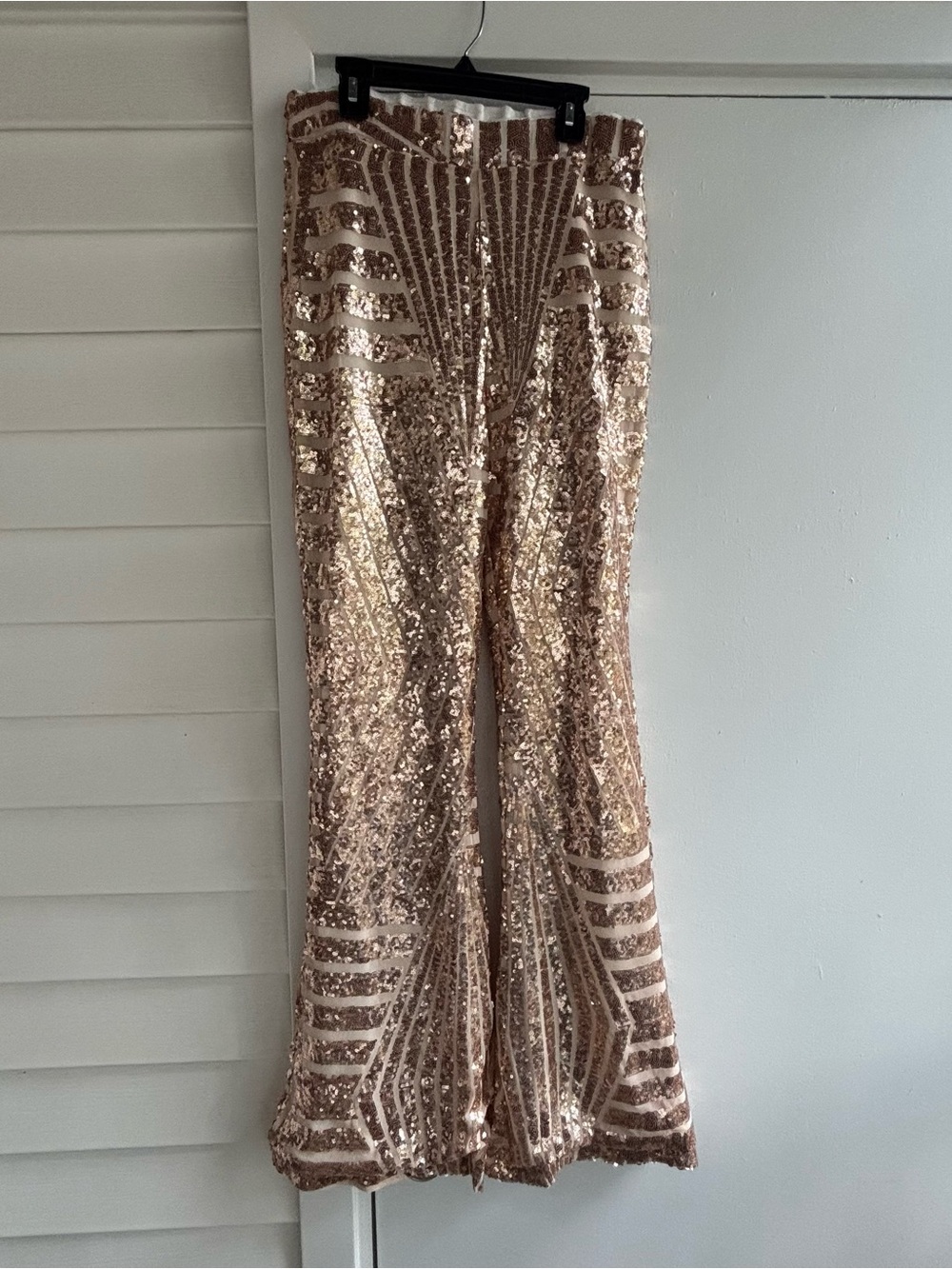 Sequin Flare Pants - Rose Gold